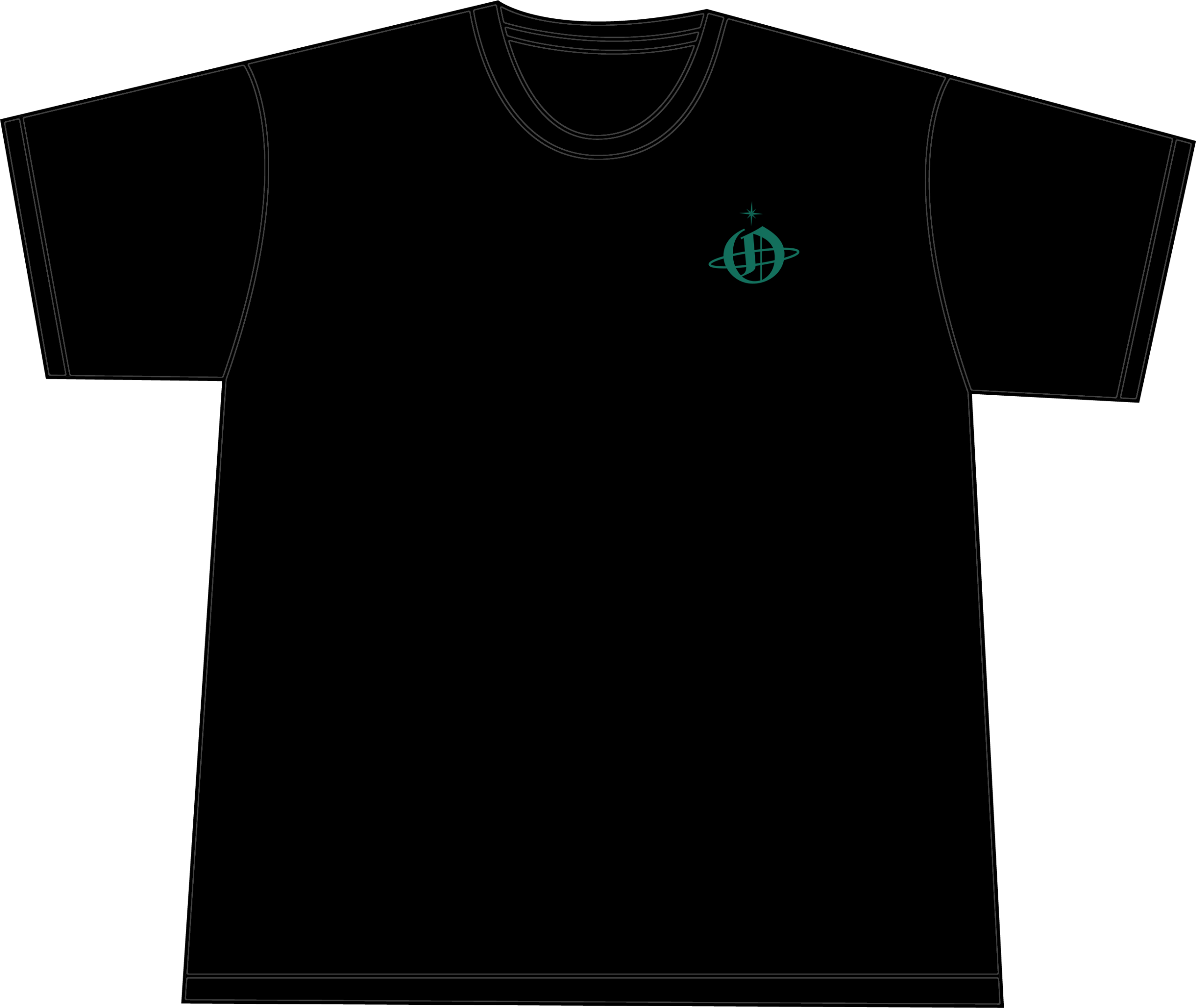 Mockup à plat du t-shirt noir vue de devant